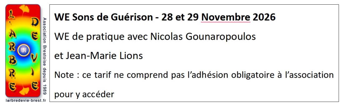 WE Sons de Guérison 28 et 29 Novembre